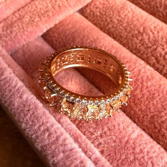 Park Lane Jewelry "Envy" Rose Gold Plated Ring Size 7 W/ Champagne CZ Stones - Picture 5 of 9